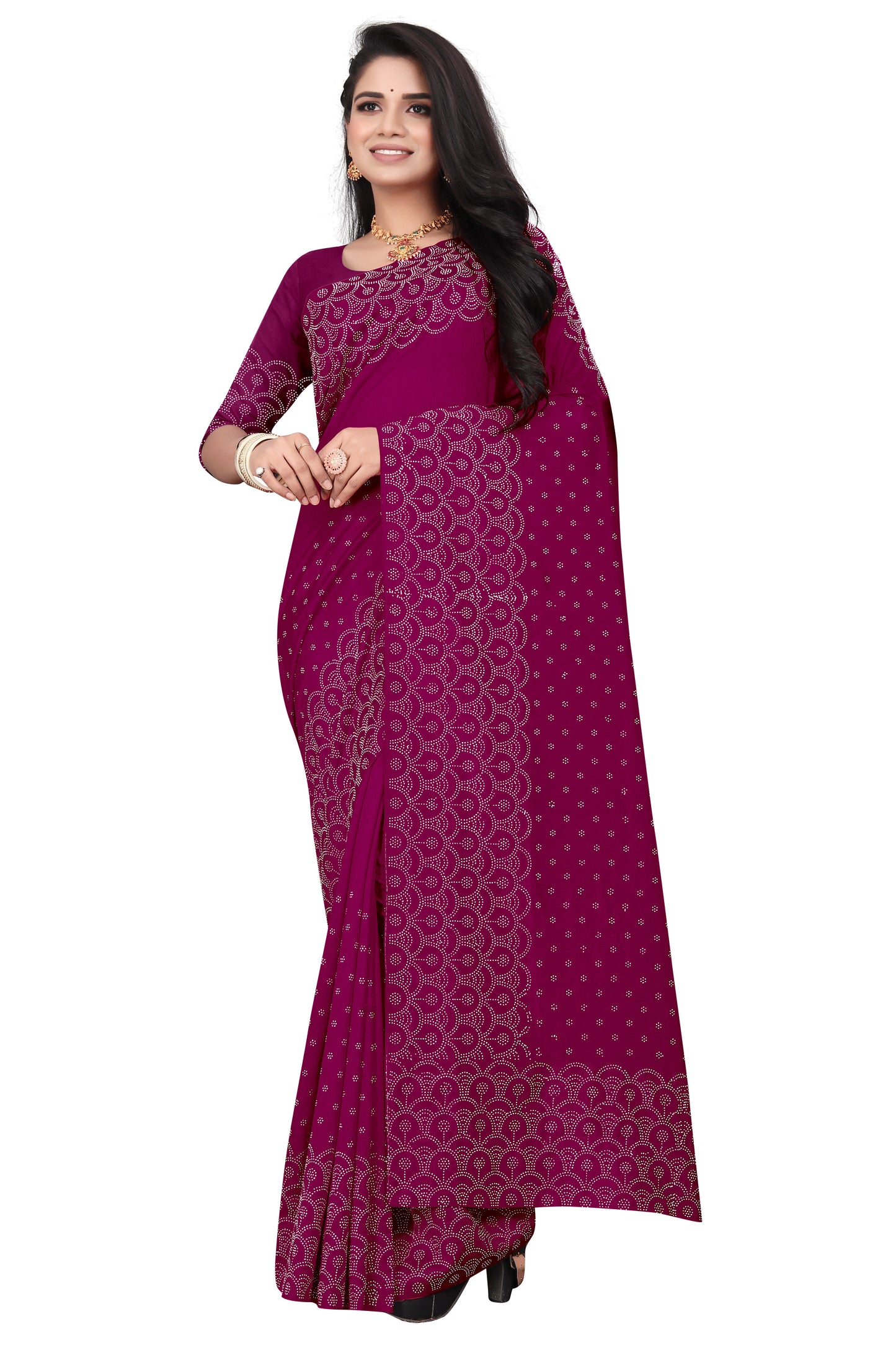 Reception wear diamond saree