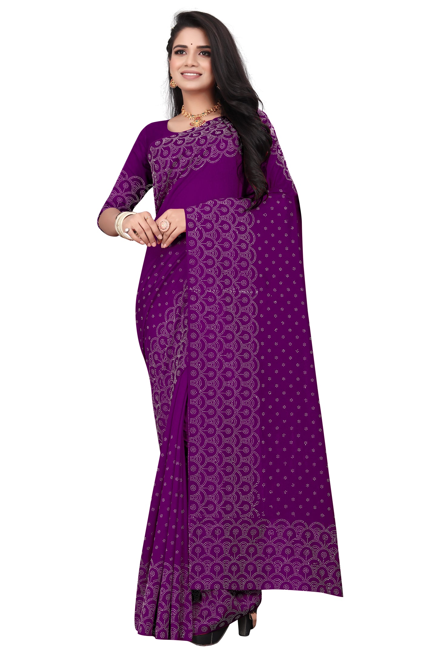 Heavy diamond work saree