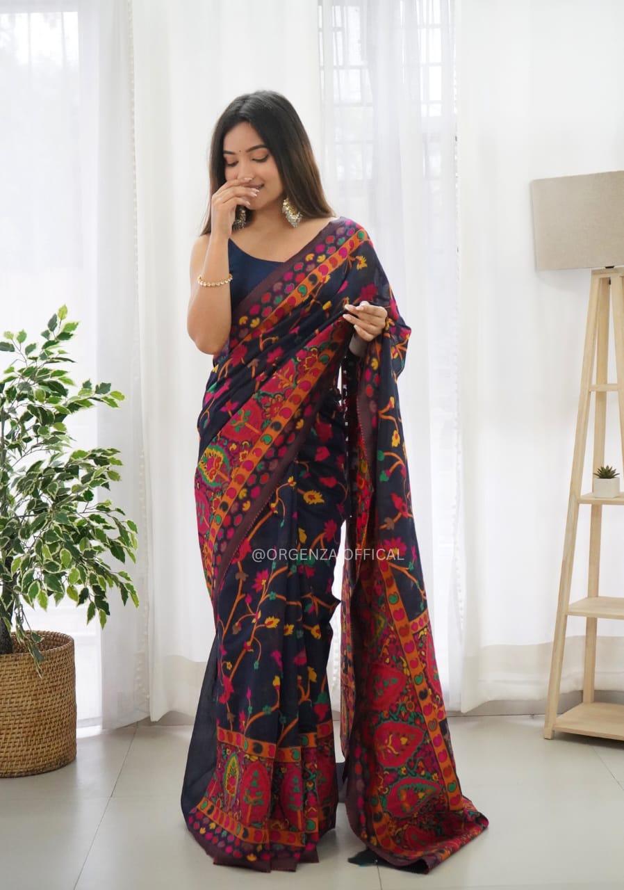 Elegant Printed Border Saree