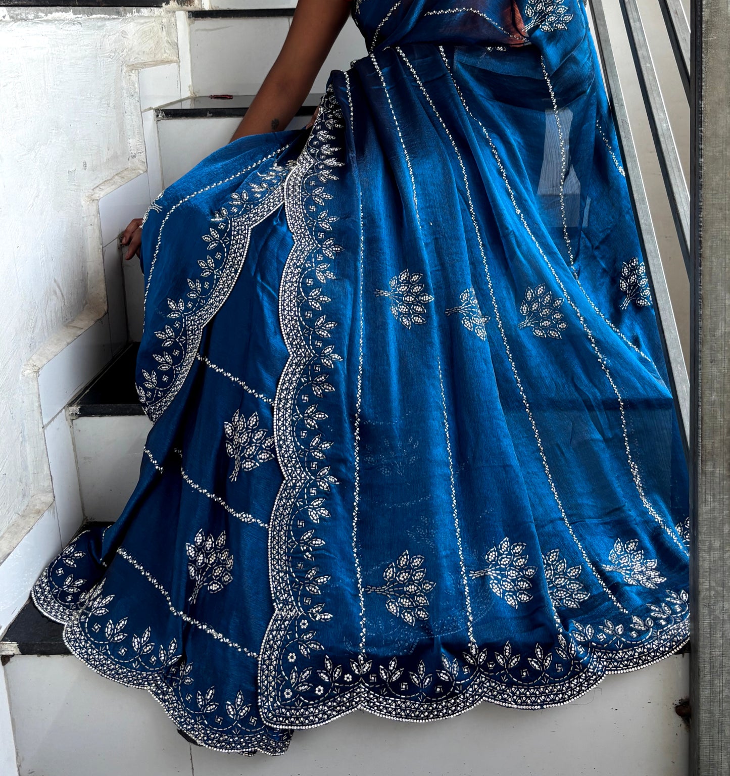 New Partywear Soft Jimmy Chu Silk Heavy Zarkan Diamond Work Fancy Designer Saree