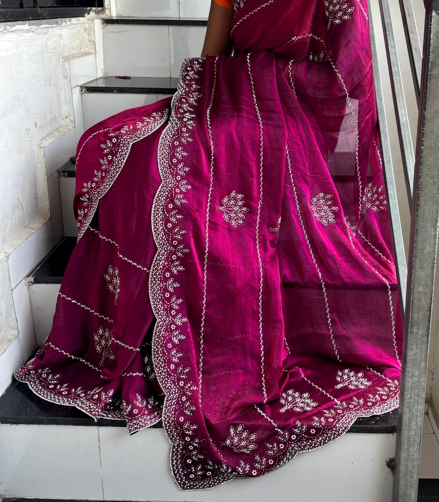 Premium quality Jimmy Choo sarees For Zarkha Diamond Work