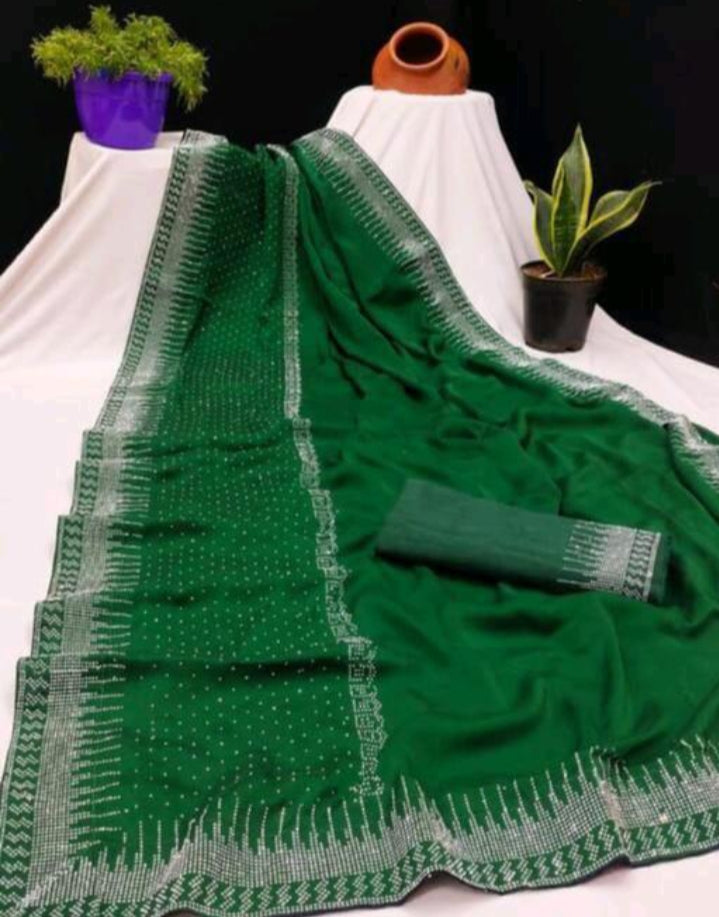 Silk Diamond work saree