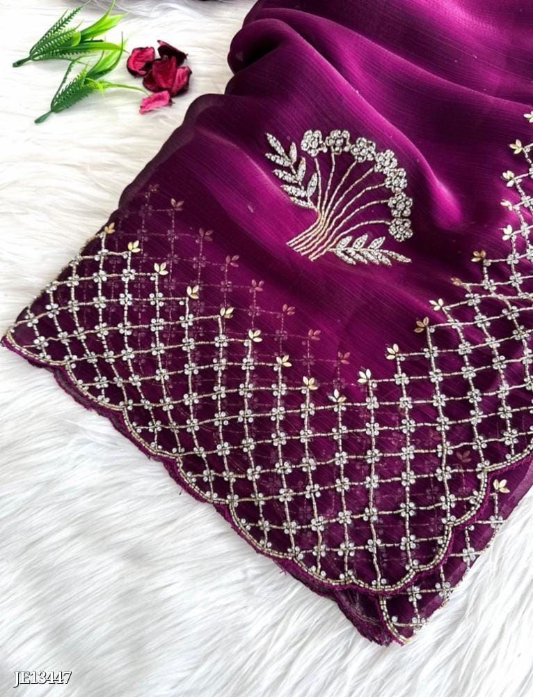 Festival Fancy Zarkhan Diamond Work Saree