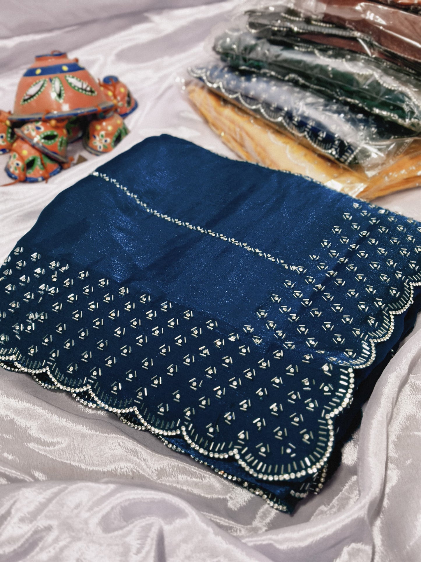 Space Silk Original Jarkhan Diamond Work Saree