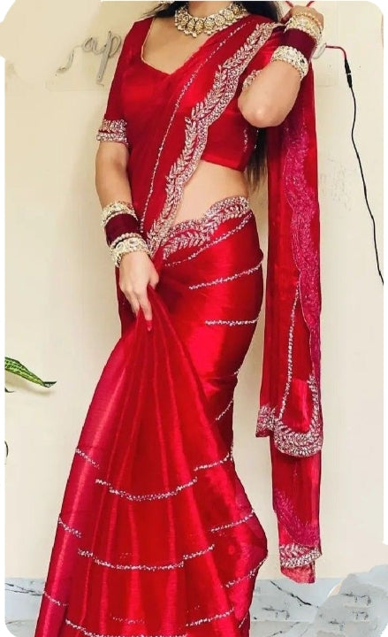 Latest zarkan work sarees for weddings and festivals