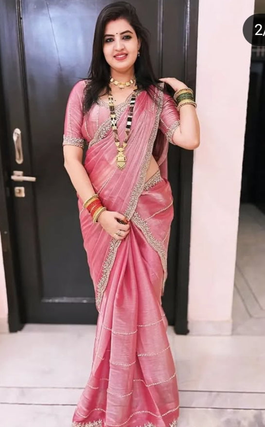 New Latest Light Blue Colour Of jimmy Chu fabric designer Saree