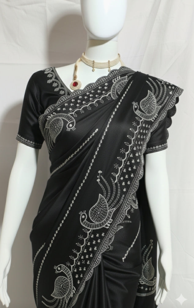 Most demanding Jarkhan Diamond saree-Black