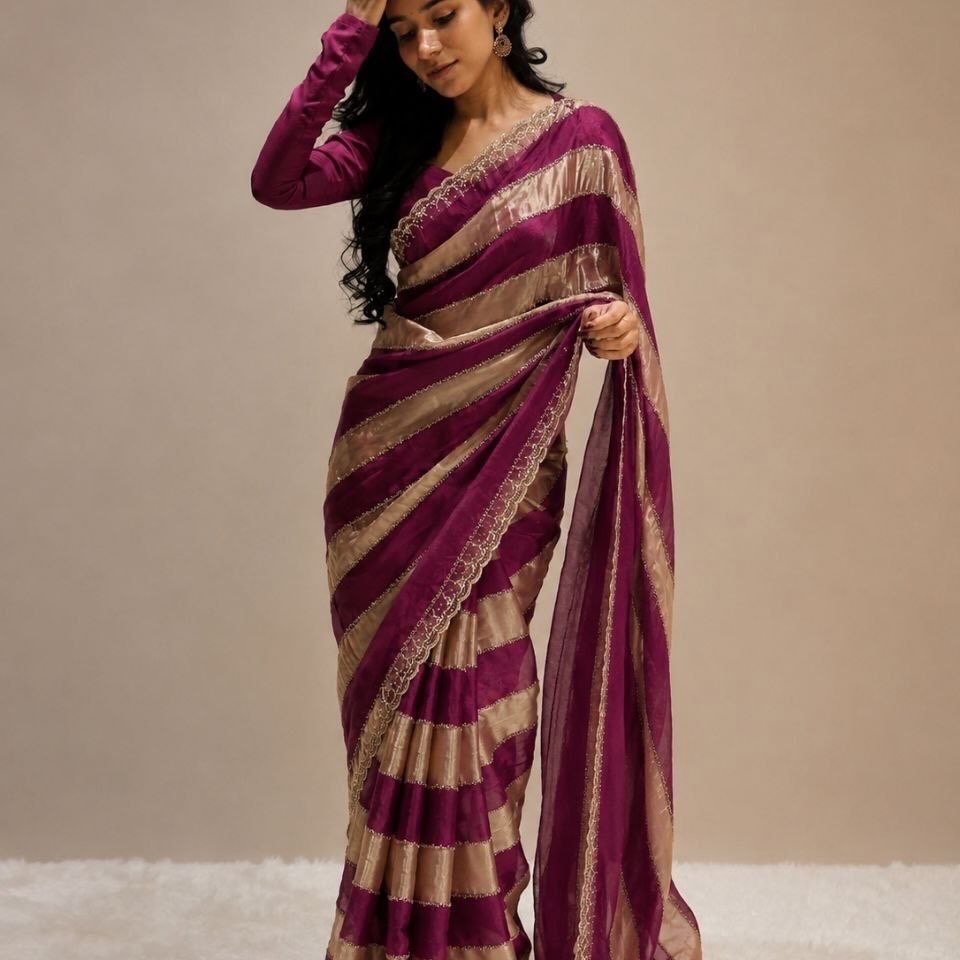 Designer Glass Tissue Saree