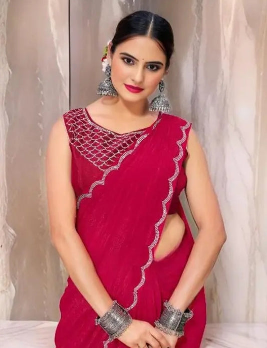 Festive Pink Saree Collection Party Wear Zarkan Diamond