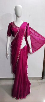 Load image into Gallery viewer, Fancy Zarkhan Diamond Work Saree
