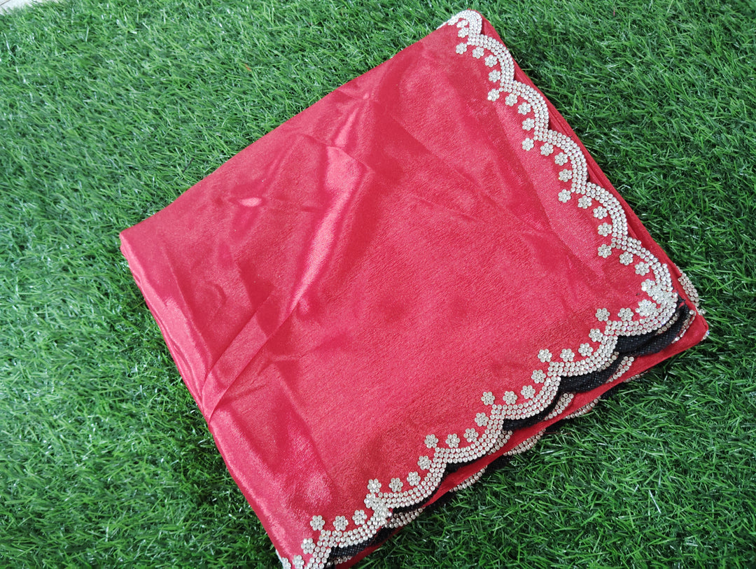 Fancy Zarkhan Diamond Work Saree