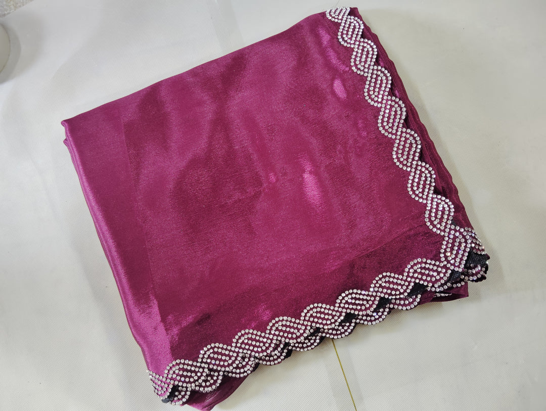 Fancy Zarkhan Diamond Work Saree
