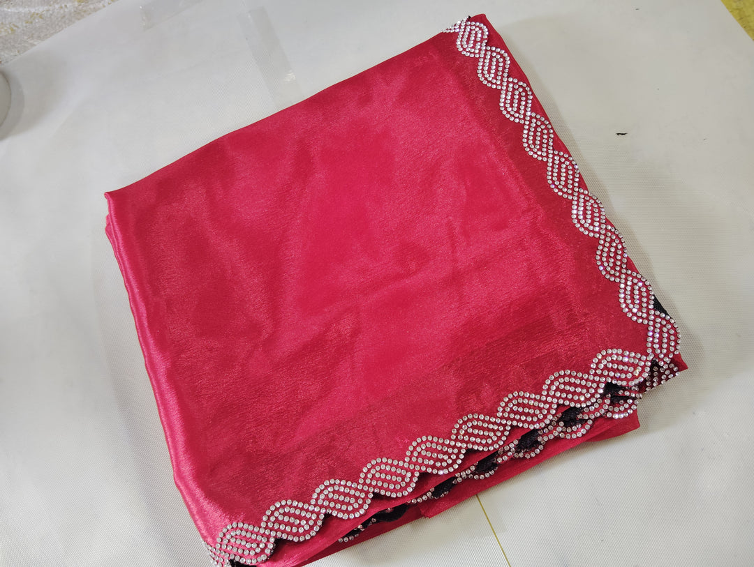 Fancy Zarkhan Diamond Work Saree