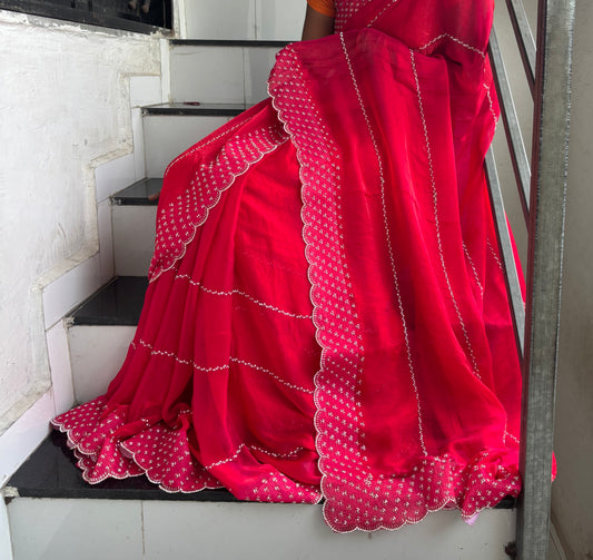 Designer Jarkan Diamond Designer Party Wear Sarees Suppliers In India