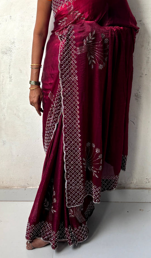 beautiful-heavy-zarkan-diamond-work-saree