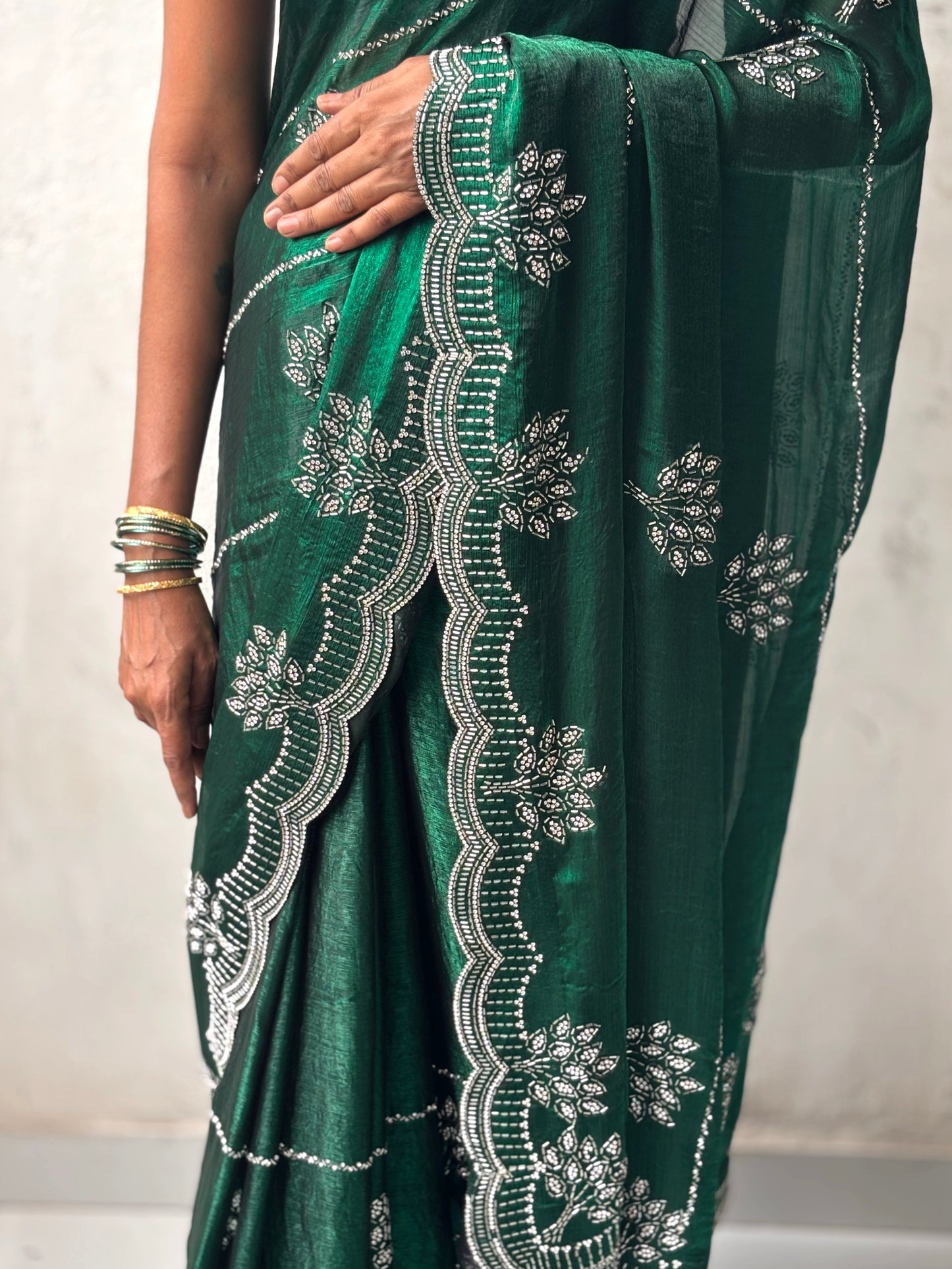 Zimmy Choo Fancy Zarkhan Diamond Work Saree