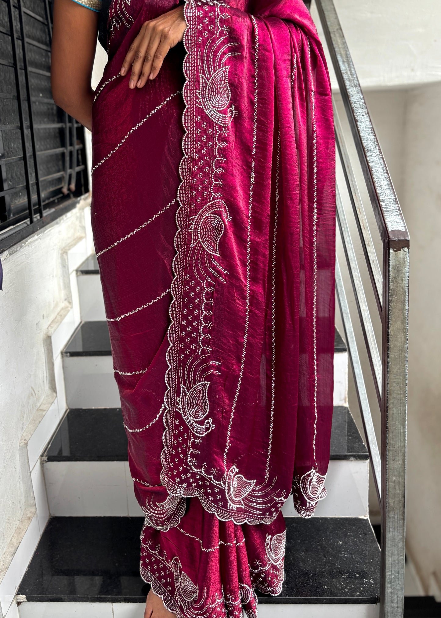 Jimmy chu Designer Jarkhan Diamond Work Saree