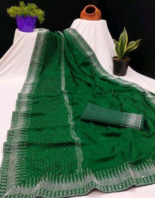 Silk Diamond work saree