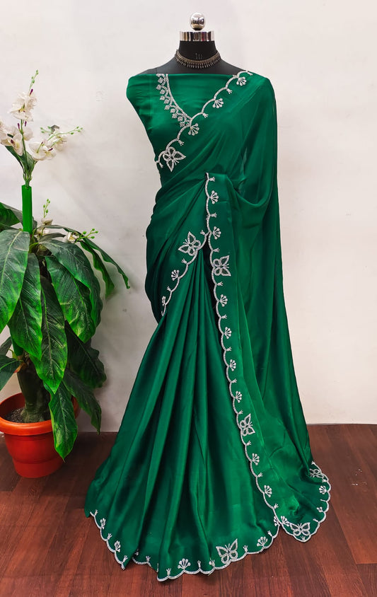 Fancy Zarkhan Diamond Work Saree