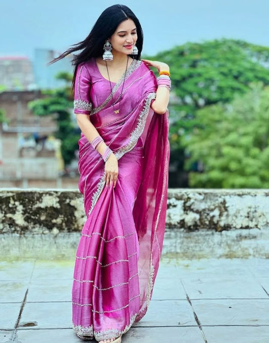 Beautiful Fancy Zarkhan Diamond Work Saree