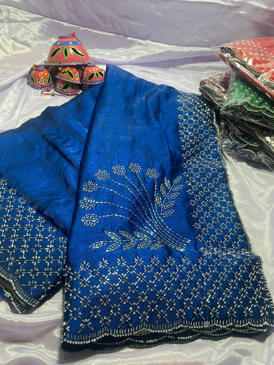 Designer Zarkhan Diamond Work Saree