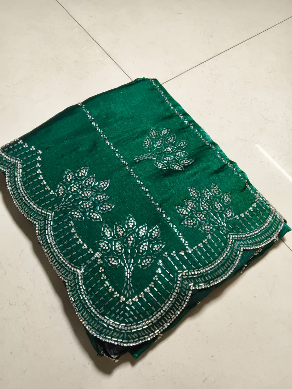 Heavy Jimmy Chu Fabric, Zarkhan & Diamond Embellished Saree, 7 Colors