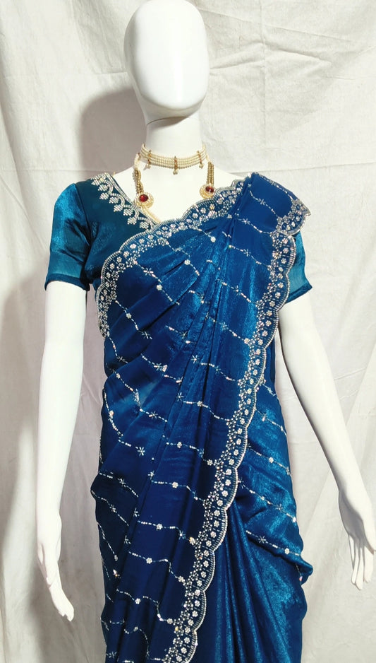 Fendy Silk Saree with Jharkhan Diamond Work