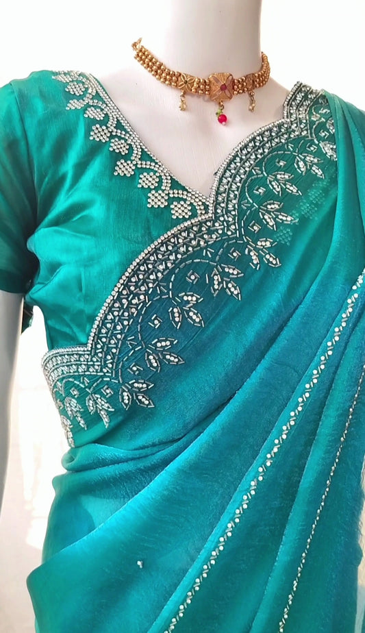 Heavy Embroidered & Heavy Zarkan Diamond Work