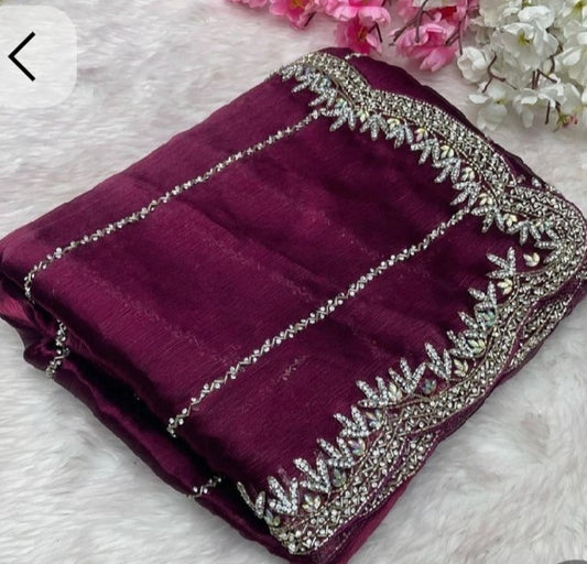 Designer Zarkhan Luxury Diamond Work Saree