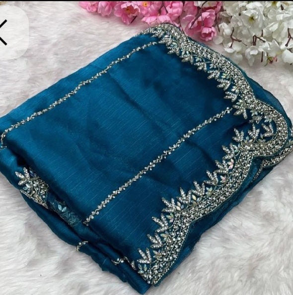 Heavy Embroidered & Heavy Zarkan Diamond Work