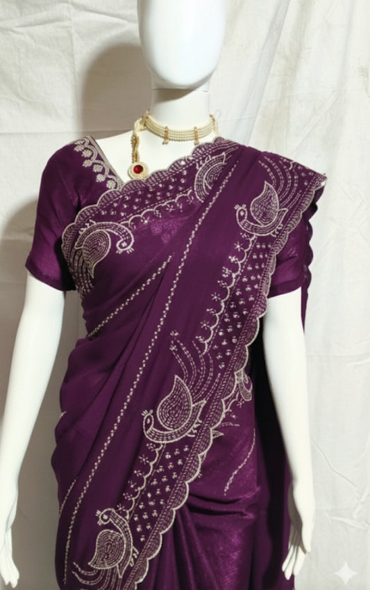 Latest Designer Diamond Work Saree