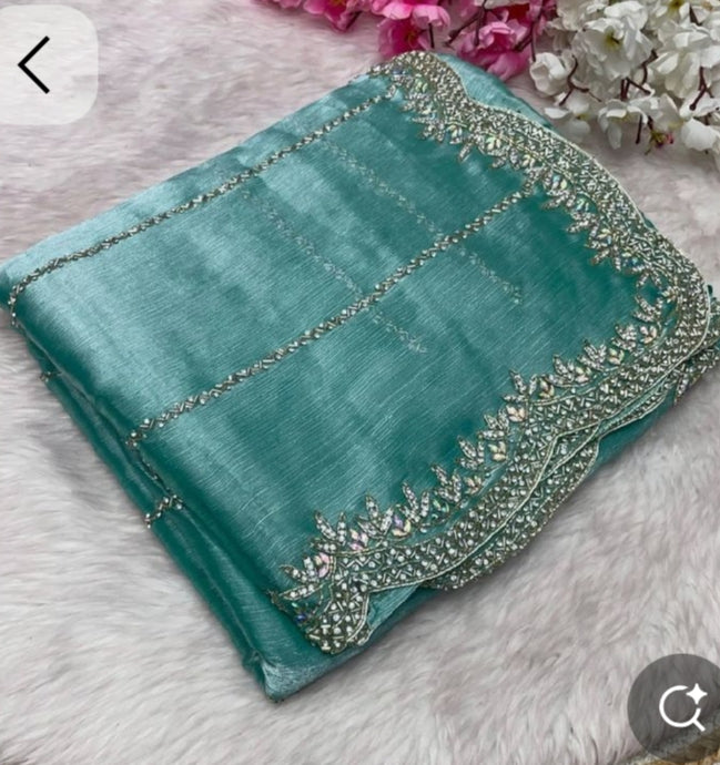 Zarkhan Diamond heavy work bridal saree India