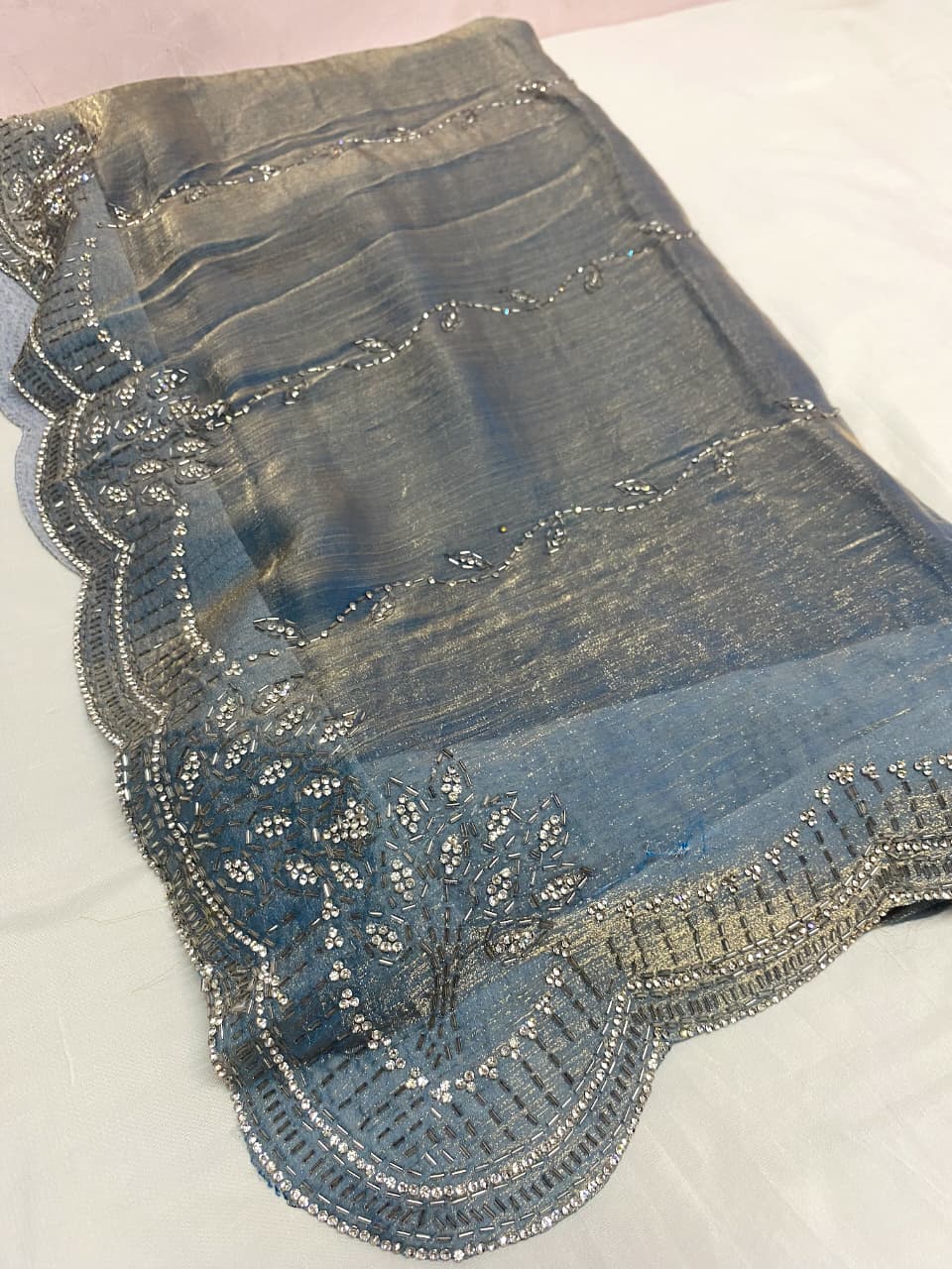 Heavy Border Stone Work Saree