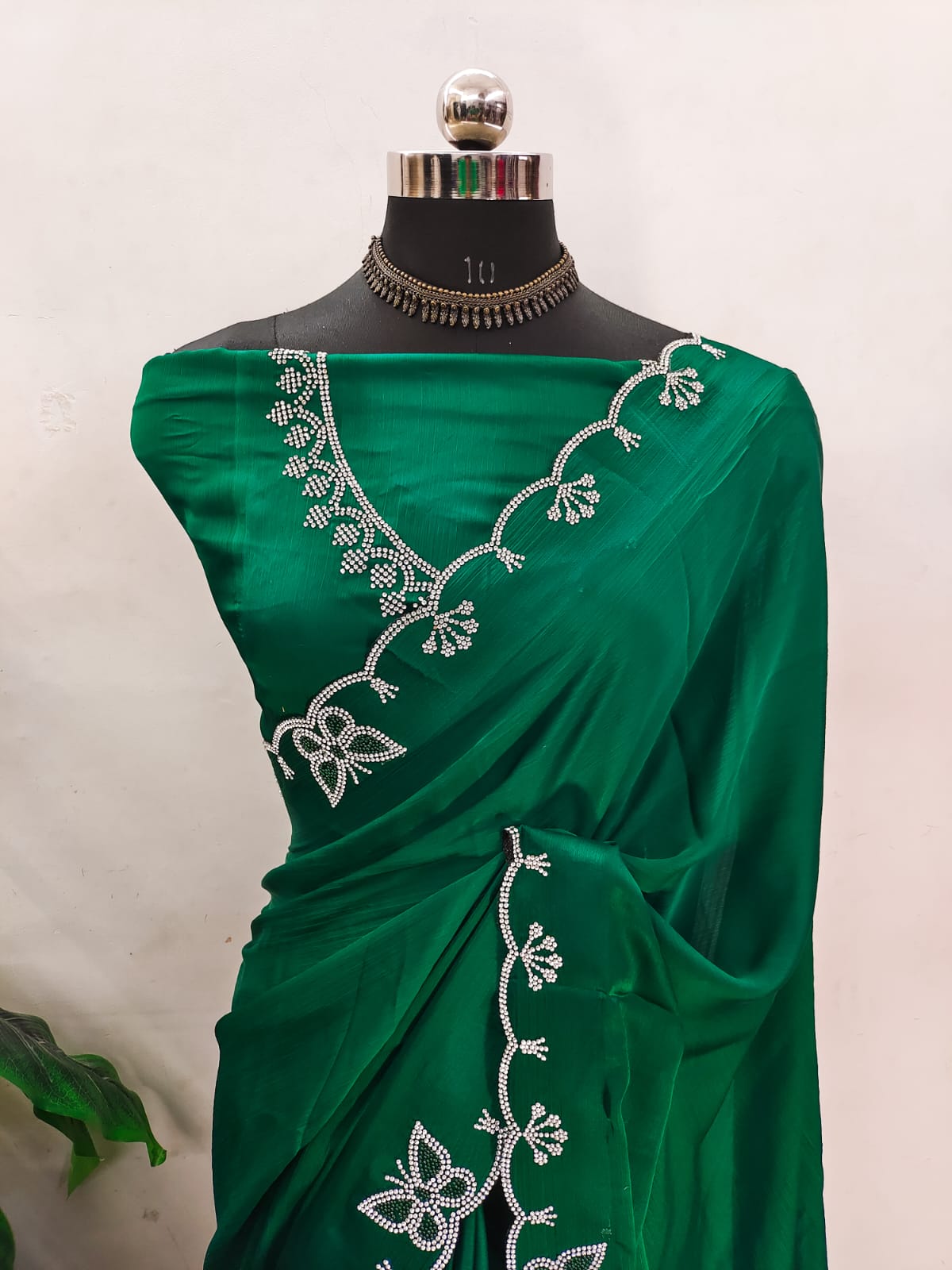 Fancy Zarkhan Diamond Work Saree