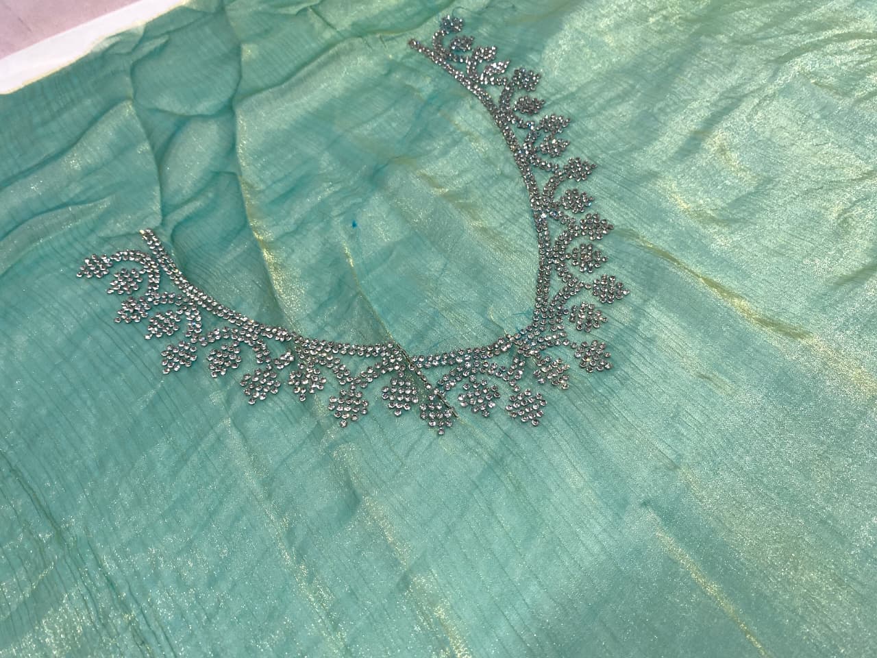 Beautiful Heavy Zarkan Diamond Work Saree