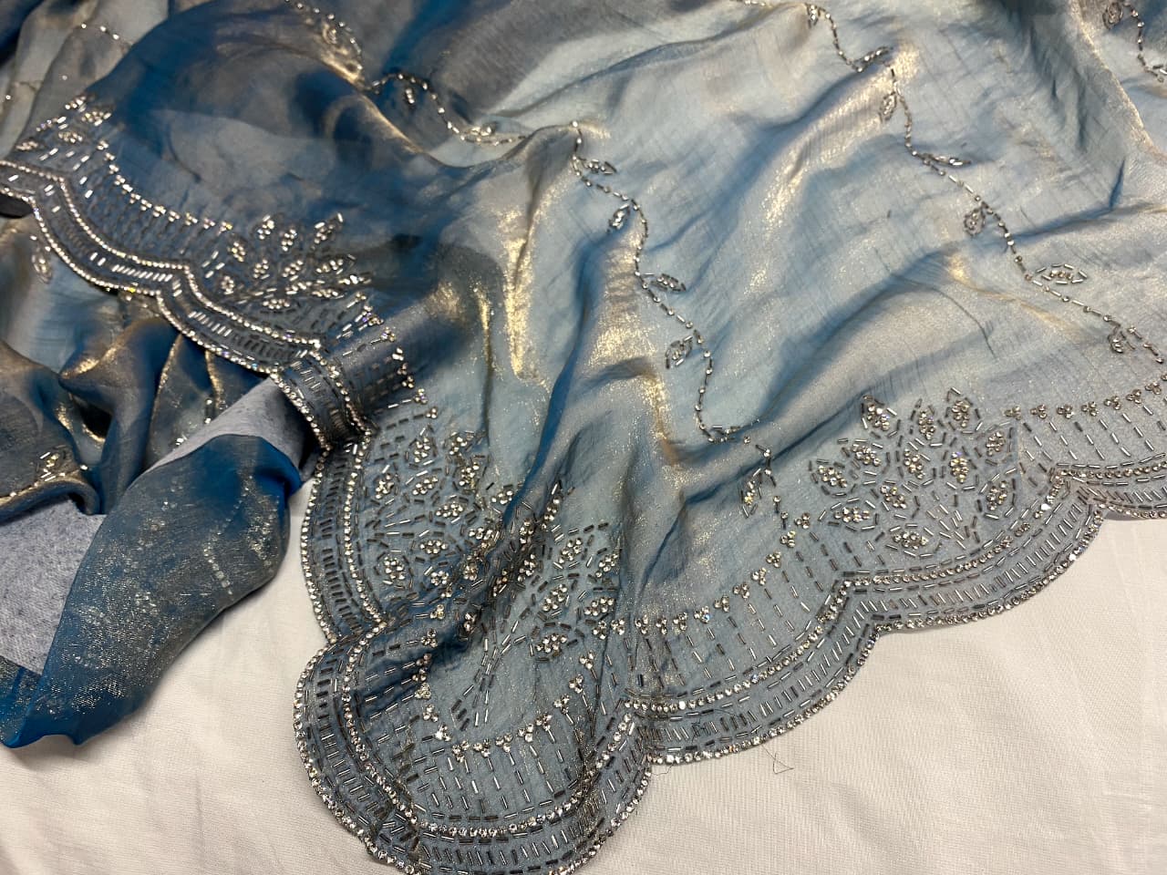 Heavy Border Stone Work Saree