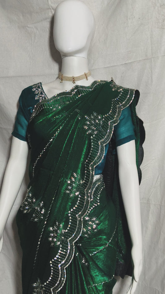 Heavy festive Traditional Zarkan saree