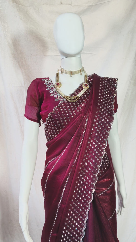 Trendy Zarkan work sarees online shopping