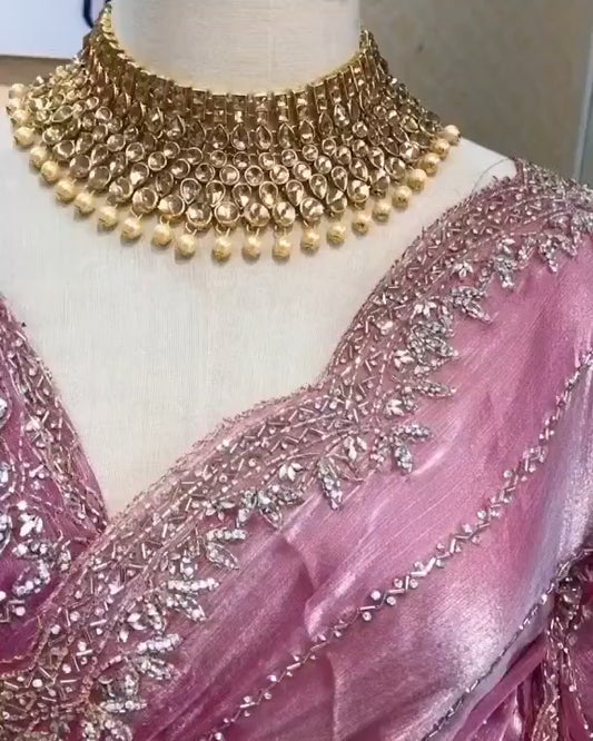 New Latest Light Pink Colour Of jimmy Chu fabric designer Saree