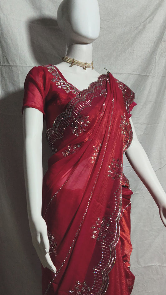 New diamond work silk saree collection