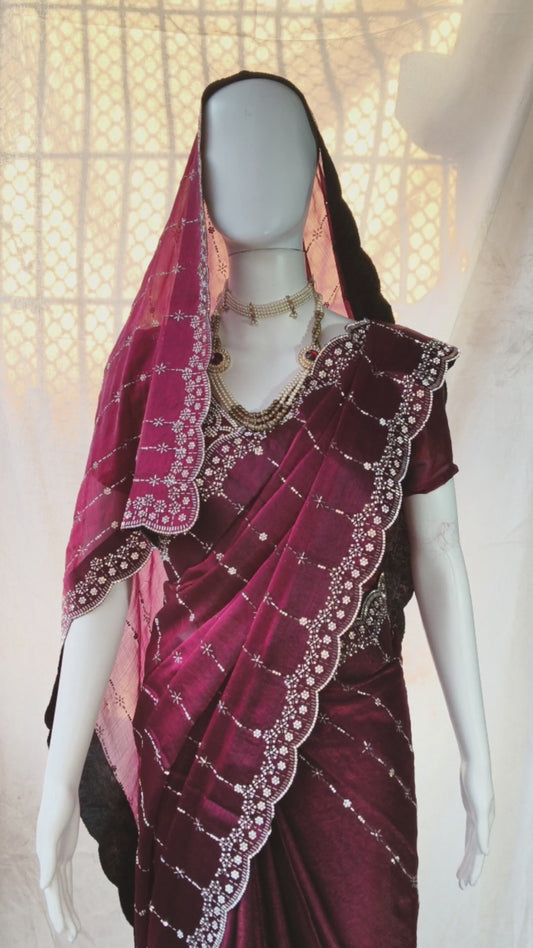 Latest premium Zarkan diamond sarees for functions