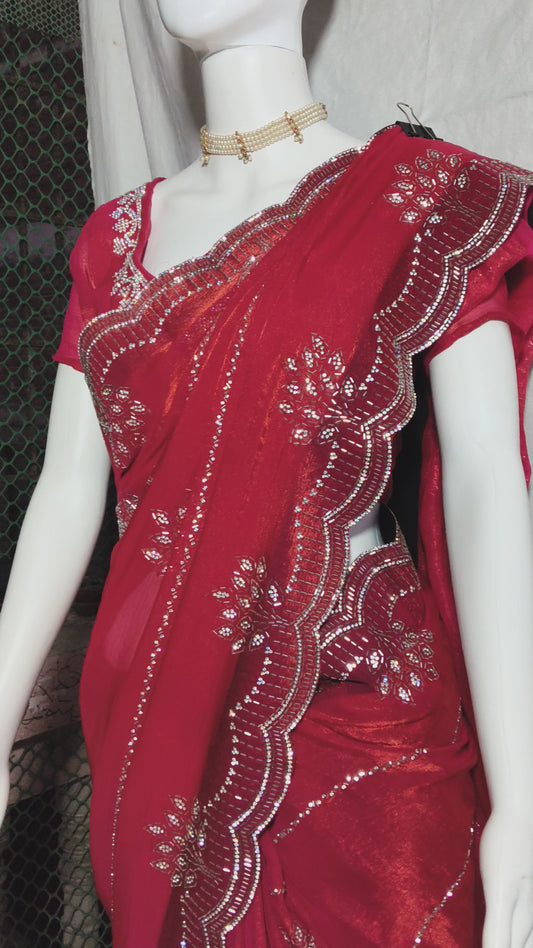 Luxury diamond work saree