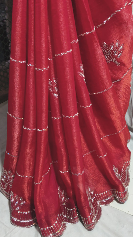 Latest zarkan work sarees for weddings and festivals