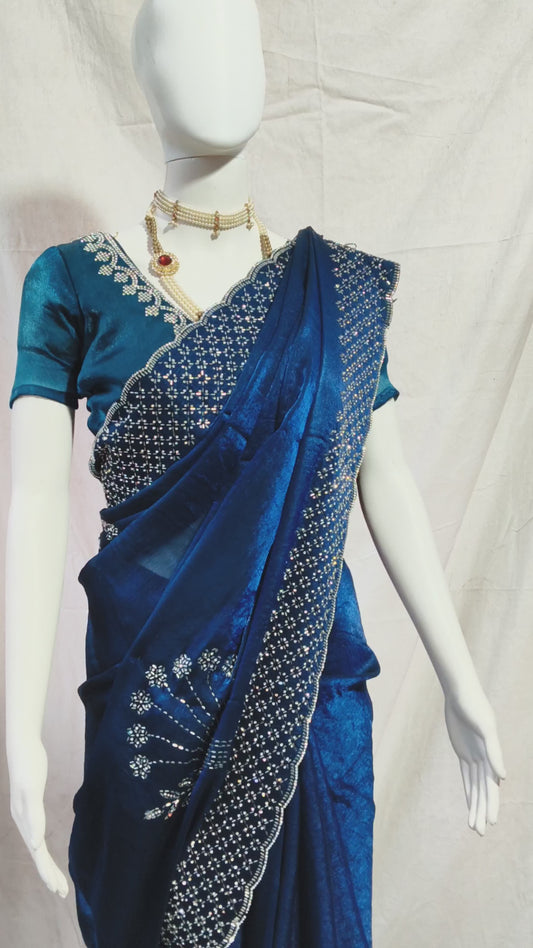 Indian ethnic party Latest festive diamond work sarees