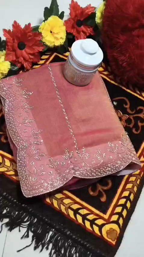 Wedding Saree Jarkhan Diamond Work